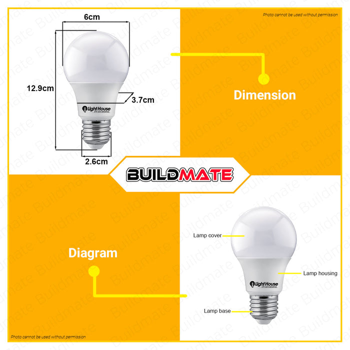 [BUY 1 GET 1 FREE] LIGHTHOUSE Led Bulb E27 Warm White Premium LED Light Bulb LED Lite Bulb •BUILDMATE•