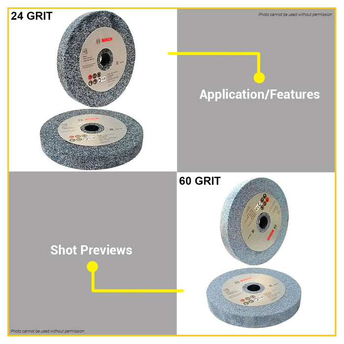 BUILDMATE Bosch 150MM Grinding Point Wheel Grit 24 / 60 Double-Wheeled Bench Grinders for Metal BAX