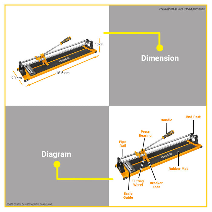 BUILDMATE Ingco Manual Tile Cutter 600mm Floor Tile Cutting Machine Hand Tools HTC04600