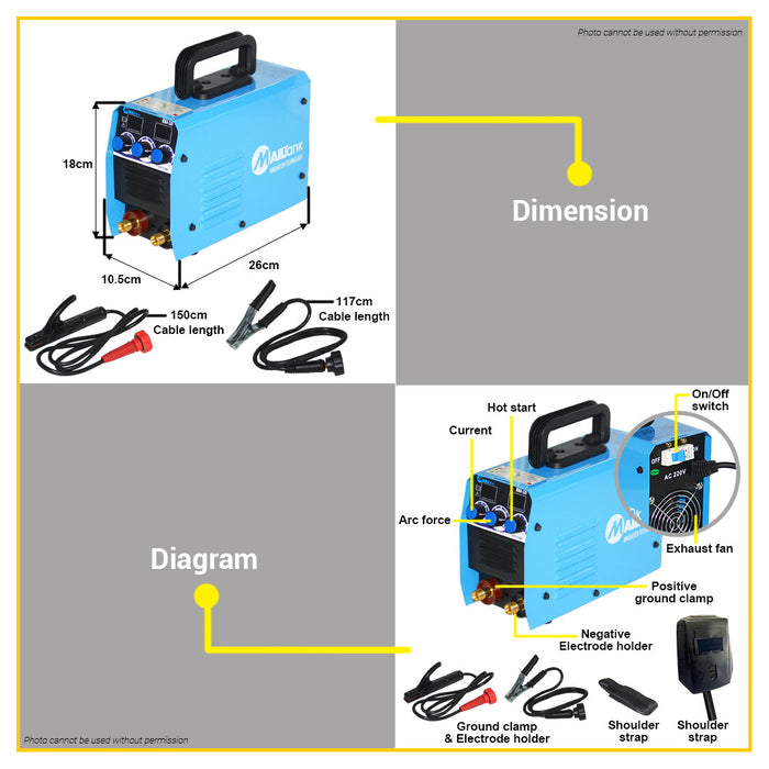 BUILDMATE Mailtank Inverter Welding Machine 320A Single Phase Portable Inverter Welder with Air Cooling Welding Tools SH83A MMA-320