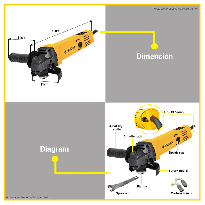 BUILDMATE Powerhouse Electric Angle Grinder 4" Inch 700W / 750W Wood Grinding Machine SOLD PER PIECE PHM-AG700 / PHM-AG750 - PHPT