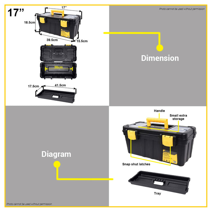 LOTUS 13"-20" Inches Tool Box (DIY) Organizer with Lock and Inner Tray 33cm-51cm Tool Storage & Shelving Heavy Duty for Car Motorcycle LTMX33PL | LTMX43PL | LTMX51PL •BUILDMATE•