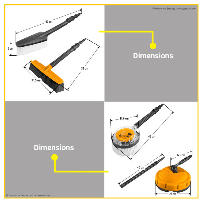 BUILDMATE Ingco Cleaning Brushes , Fix, Rotary, Horizontal, Patio and Wheel Brush for High Pressure Washer - IHT