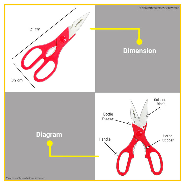 BUILDMATE Creston Kitchen Scissor 9" Inch Multi-Purpose Scissors Food Cooking Scissors Scrape Scissor Kitchen Scissor Shears Ultra Sharp Utility Scissors Meat Scissors Poultry Shears FS-5210 | FS5218 | 100% ORIGINAL / AUTHENTIC