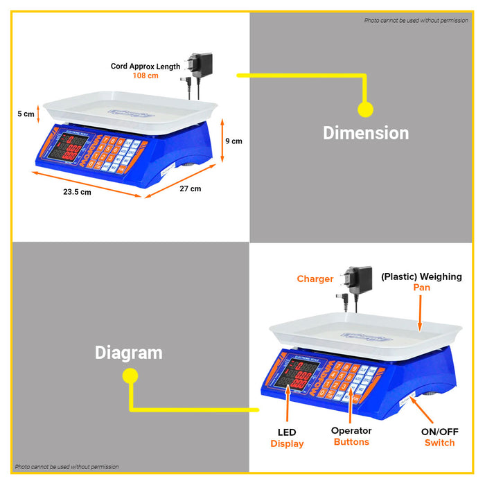 BUILDMATE Wadfow Electronic Scale 30kg Digital Kitchen Weighing Measuring Scale LED Double Display Timbangan WEC1530 - WPT