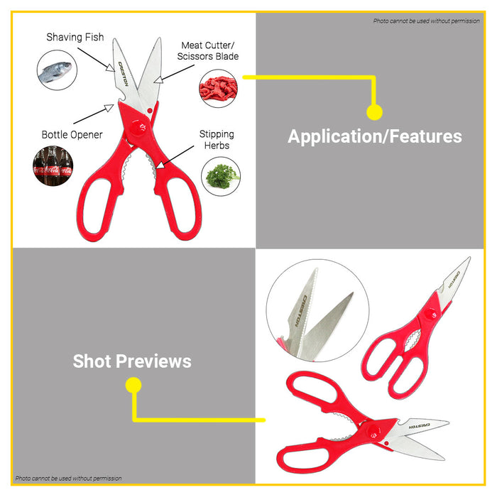 BUILDMATE Creston Kitchen Scissor 9" Inch Multi-Purpose Scissors Food Cooking Scissors Scrape Scissor Kitchen Scissor Shears Ultra Sharp Utility Scissors Meat Scissors Poultry Shears FS-5210 | FS5218 | 100% ORIGINAL / AUTHENTIC