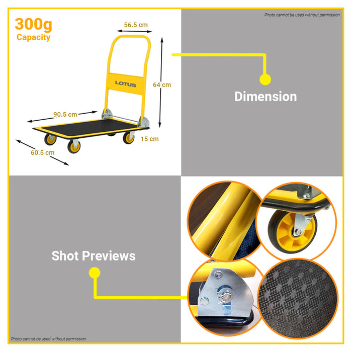 BUILDMATE Lotus Steel Platform Truck 150kg / 300kg Heavy Duty Foldable Hand Push Cart Trolley LT150PTX / LT300PTX - LHT