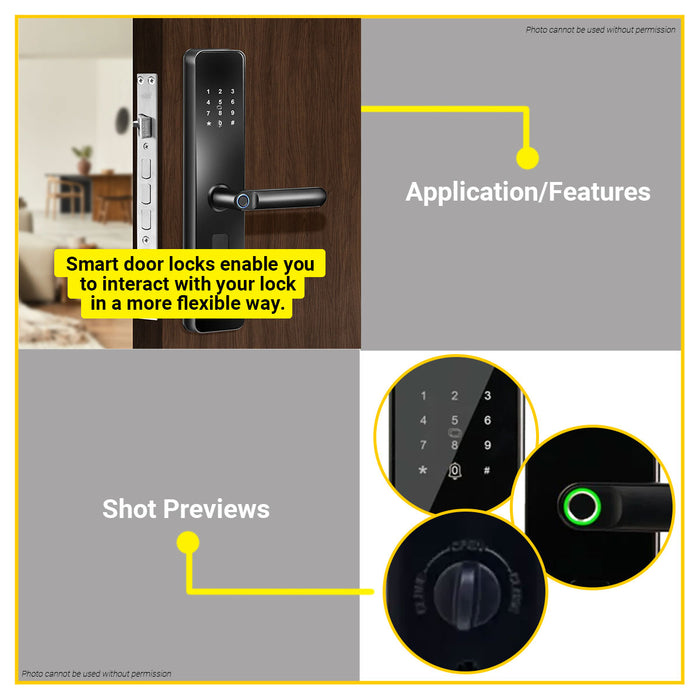 BUILDMATE Yale Smart Door Lock with Biometric, Pincode, RFID Card and Mechanical Keys for Home & Office Security YDME100 Nxt