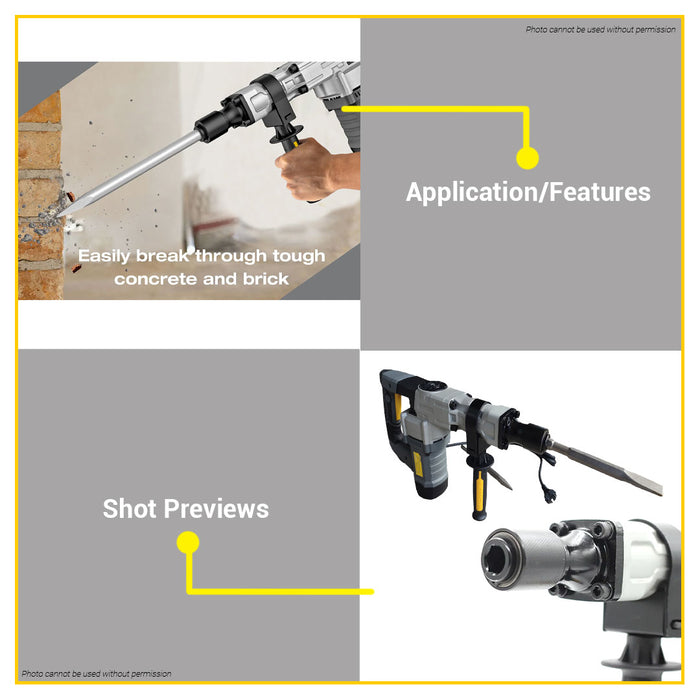 BUILDMATE Lotus Professional SDS Hex Demolition Hammer 1300W / 1050W Concrete Breaker Demolition Drill Jackhammer LTSH6EX / LTSH5X - LPT