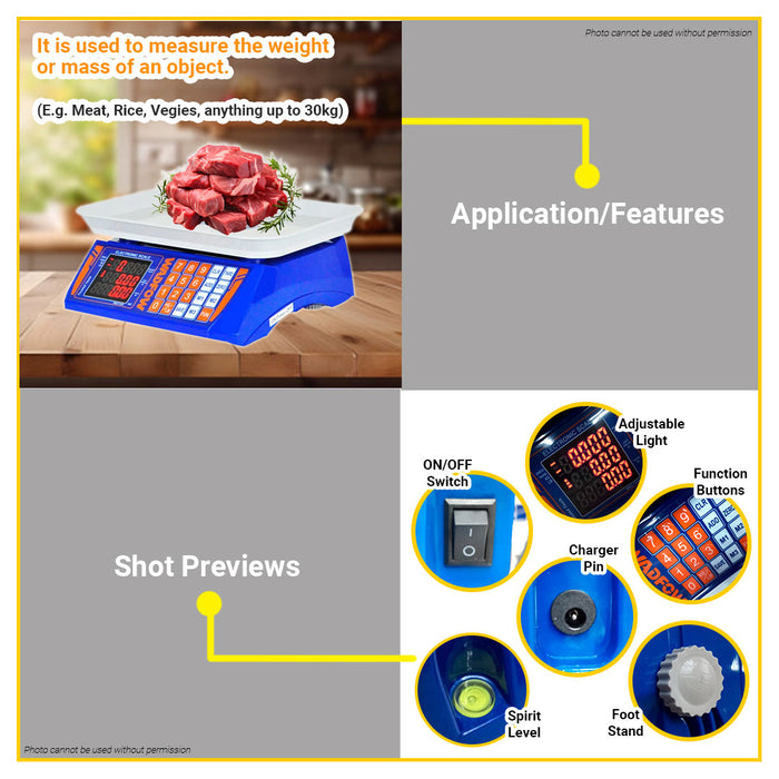 BUILDMATE Wadfow Electronic Scale 30kg Digital Kitchen Weighing Measuring Scale LED Double Display Timbangan WEC1530 - WPT