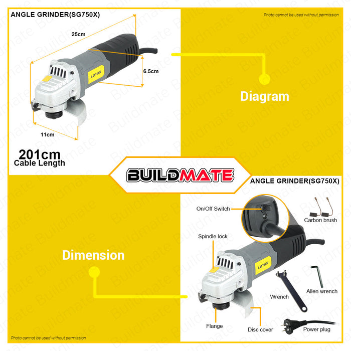 [COMBO E] BUILDMATE Lotus Electric Impact Drill & Angle Grinder 650W | 750W Plus Hand tool Cutting Machine Use for Grinding Metal + Wood Drilling Hammer Barena DIY Toolkit | 100% ORIGINAL / AUTHENTIC • LPT