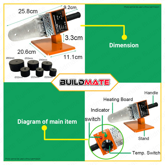 HOYOMA PVC Pipe Welding Machine PPR Fusing Machine PT36 •BUILDMATE• HYMPT