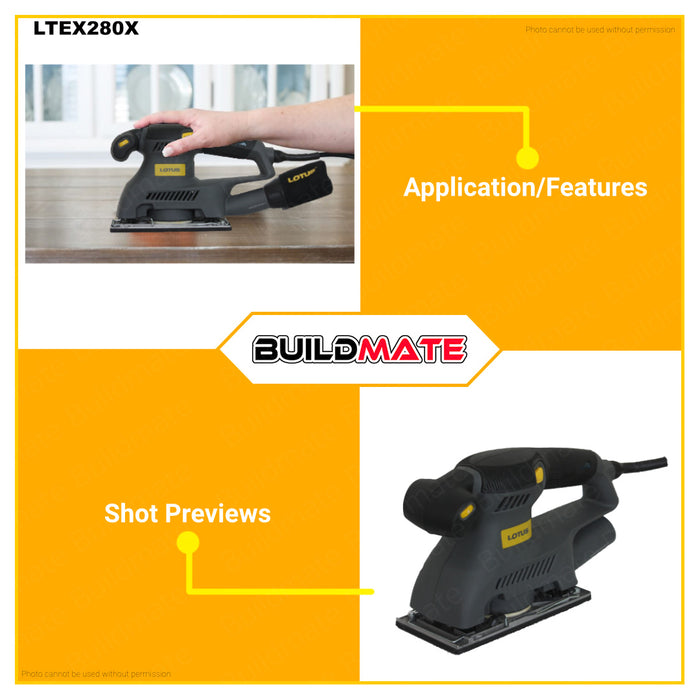 BUILDMATE Lotus Orbital Sheet Sander 250W | 280W Finish Sander Machine Wood Orbital Sanding Finish Machine Sander Electric Finishing Sander Wood Sander Polishing Machine Electric Sander with Sandpaper Power Tools LTEX250X | LTEX280X • LPT