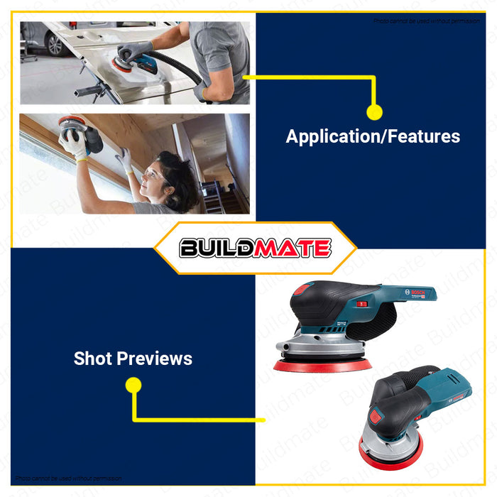 BUILDMATE Bosch Cordless Random Orbital Sander Wood 18V 125mm Variable Speed (BARE TOOL) Wood Sander Orbital Sander Finishing Sander Wood Orbital Sanding Finish Polishing Machine Electric Sander GEX18V-125 0601372201 • BLC