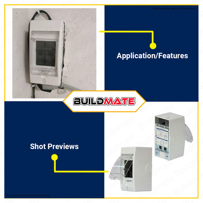 BUILDMATE Royu Safety Breaker with Cover & Outlet 2 Pole 15A | 20A | 30A [SOLD PER PIECE] Electrical Safety Breaker Safety Circuit Breaker Moulded Case Bolt-On Type Electrical Outlet Cover Electrical Circuit Safety International Outlet