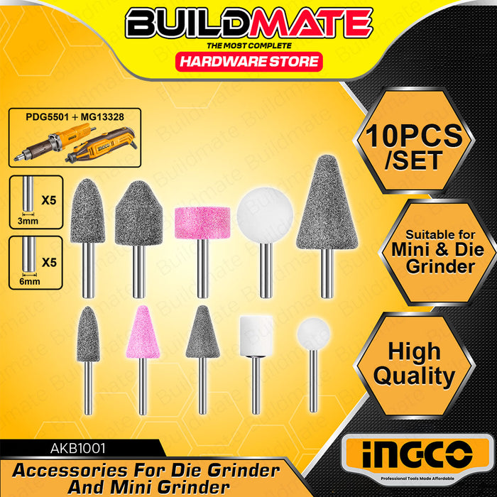 BUILDMATE Ingco 5pcs / 10pcs Mounted Stone Accessories for Mini Grinder & Die Grinder for Carving Engraving Grinding Hand Tool SOLD PER SET - IHT