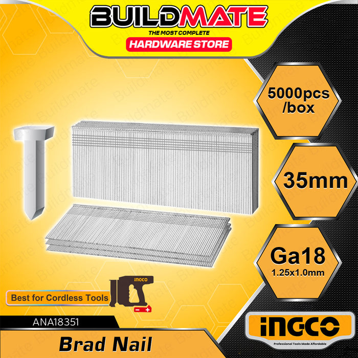 BUILDMATE Ingco 5000PCS/BOX Brad Nail Staple 20MM - 50MM for Air Brad Nailer Gun 18Ga 1.25x1mm - IHT