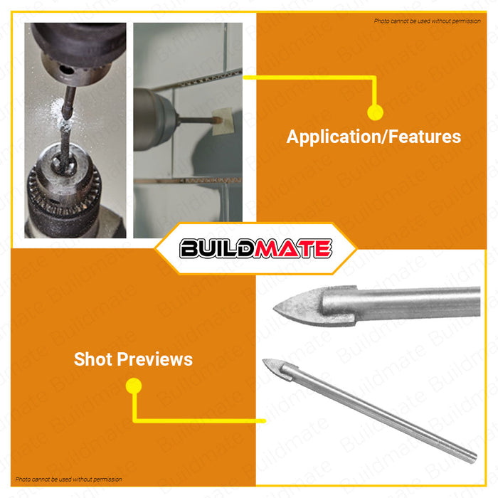 BUILDMATE Wadfow Tile and Glass Drill Bit 4x65mm - 12x97mm Glass and Tile Drill Bit Carbide Tipped Drill Bit Glass Drilling Tool Tile and Glass Cutting Bit Diamond Coated Drill Bit Tile Cutter Glass and Tile Drilling Accessory • WHT