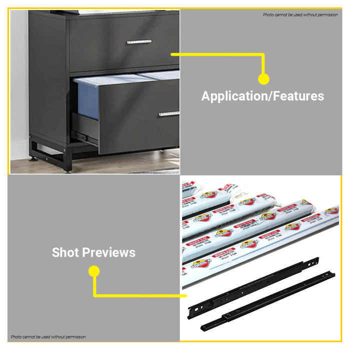 BUILDMATE Creston Drawer Slide Guide Ball Bearing 2 FOLD 12" /14" /16" / 18" / 20" SOLD IN PAIR