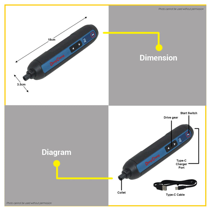 BUILDMATE Dong Cheng Lithium-Ion Cordless Straight Shank Screwdriver 4V Portable Handheld Rechargeable Screw Driver Tool Kit DC-DCPL04-5