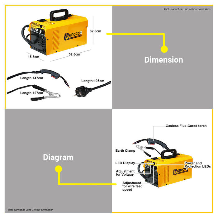 BUILDMATE Ingco 220A Inverter Migweld Flux Cord ARC Portable Welding Machine IGBT FC22012PL • IPT