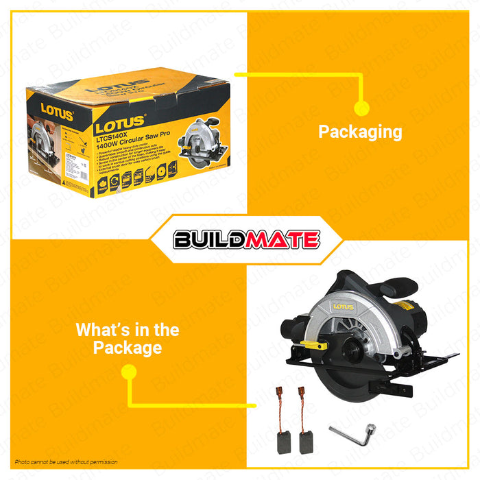 BUILDMATE Lotus Circular Saw PRO 1400W Electric Wood Cutting Heavy Dut ...