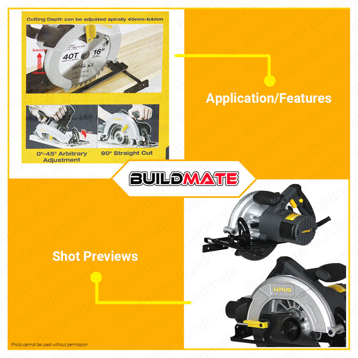 BUILDMATE Lotus Circular Saw PRO 1400W Electric Wood Cutting Heavy Dut ...