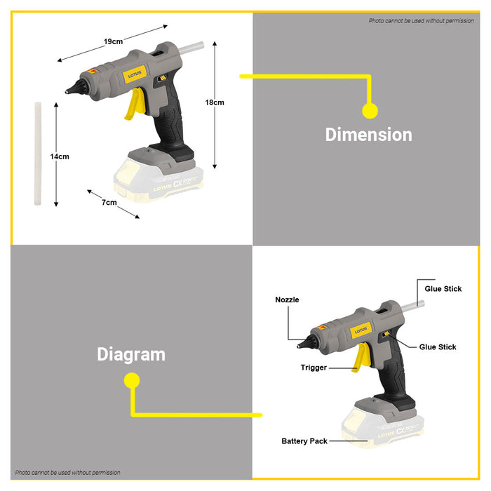 BUILDMATE Lotus Lithium-Ion Cordless Glue Gun 20V Max Rechargeable Hot Melt Gun for Crafting, DIY and Repair Projects UNIT ONLY CXGP20VLI - LCPT