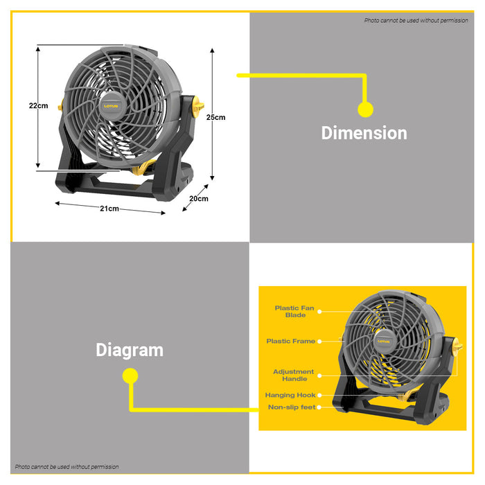 BUILDMATE Lotus 20V Max Lithium-Ion Cordless Jobsite Fan Rotatable Head Rechargeable Fan UNIT ONLY CXSL20VLI - LPT