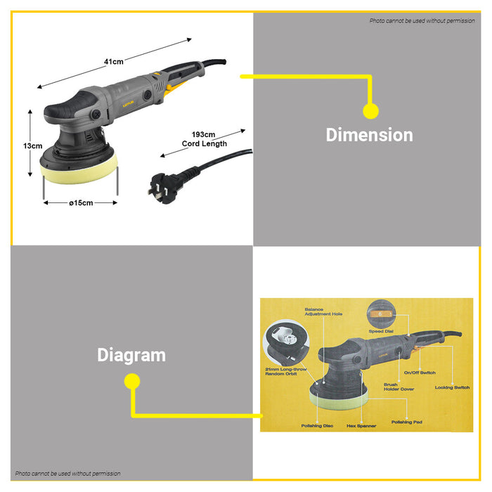 BUILDMATE Lotus 900W Dual Action Polisher 6" Inch Car Buffing Portable Electric Polishing Buffer Machine SP150X/DA - LPT