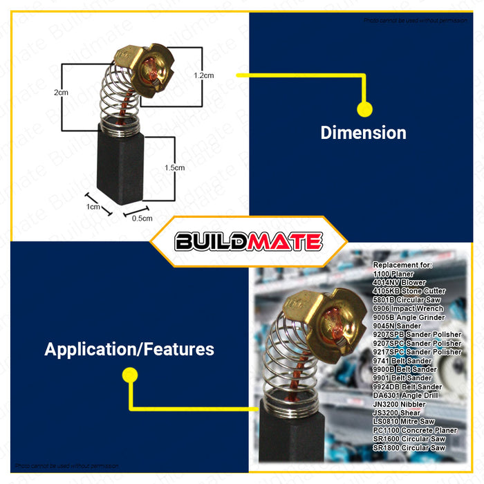 BUILDMATE Makita Original Carbon Brush 1SET/BOX Motor Brush Motor Carbon Brushes Carbon Motor Brushes Replacement Part Spare Parts CB100 B-8028 •