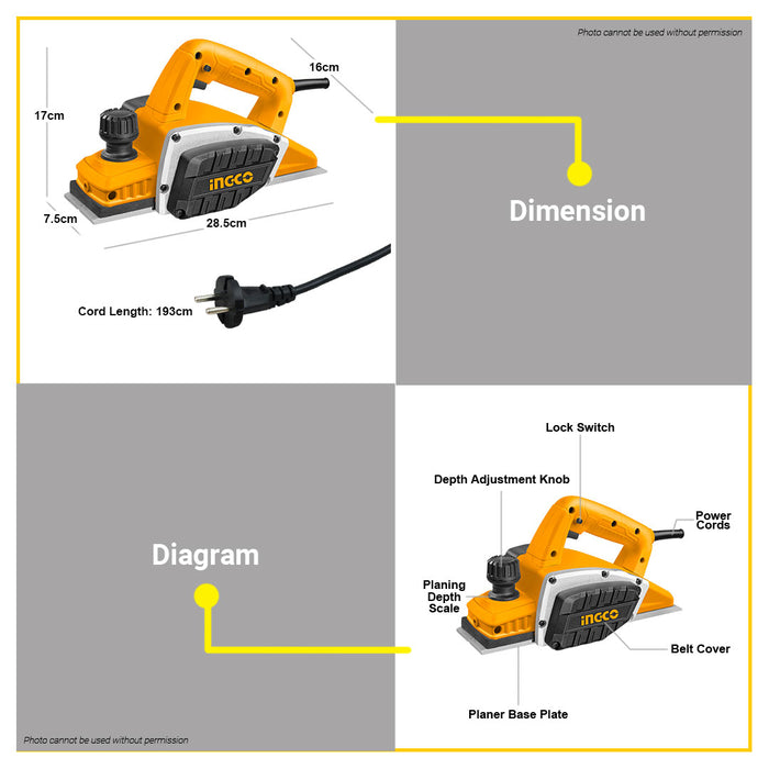 BUILDMATE Ingco Electric Wood Planer Machine Katam 680W | 750W for Woodworking Handheld Tool • IPT