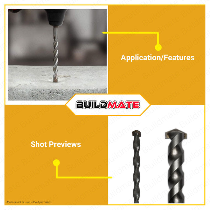 POWERHOUSE Masonry Concrete Drill Bit 1/8" | 1/4" Inch Alloy Triangle Drill Bits Concrete Drill Bit Ceramic Tile Drill Bits Carbide Tip / Point Angle Multi-Function Metal Drill for Drilling Concrete •BUILDMATE• PTAA