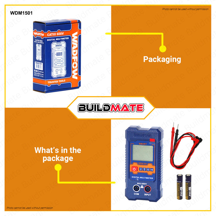 BUILDMATE Wadfow Digital Multimeter Tester 2000C | 4000C [SOLD PER SET] CAT III 600V DC AC Volt Multimeter Electric Tester DC Voltage Tester AC Voltage Tester Multi Meter Tester Ammeter Ohmmeter Modern Digital Auto Multimeter • WPT