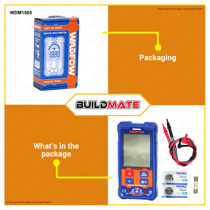 BUILDMATE Wadfow Digital Multimeter Tester 2000C | 4000C [SOLD PER SET] CAT III 600V DC AC Volt Multimeter Electric Tester DC Voltage Tester AC Voltage Tester Multi Meter Tester Ammeter Ohmmeter Modern Digital Auto Multimeter • WPT