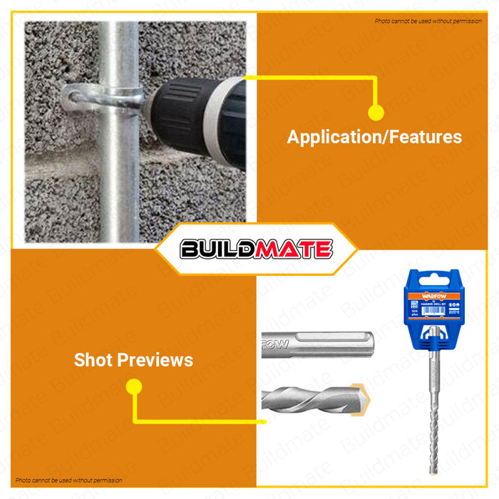 WADFOW Hammer Rotary SDS Plus Drill Bit 110mm | 160mm [SOLD PER PIECE] Hammer Drill Bits Carbide Masonry Drill Bit For Brick, Stone, and Concrete WHD1204 | WHD1205 | WHD1206 | WHD1207 | WHD1208 | •BUILDMATE• WHT