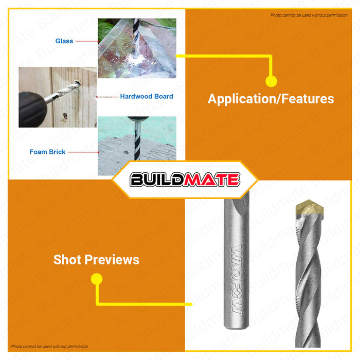 BUILDMATE Wadfow Multi-Function Drill Bit 4mm To 10mm Alloy Triangle Drill Bits Concrete Drill Bit Ceramic Tile Drill Bits Carbide Tip / Point Angle Multi-Function Metal Drill For Brick, Tile, Cement, Ceramic, Glass, And Plastic Hand Tool WMZ1K • WHT