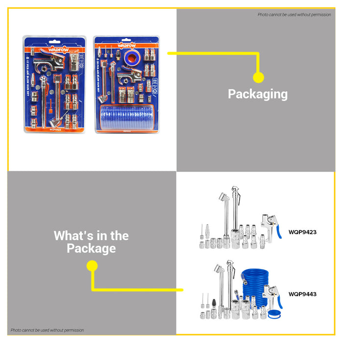 BUILDMATE Wadfow 17PCS / 20PCS Air Blow Gun Set for Hose Dust Cleaning Air Duster Blower Gun SOLD PER SET WQP9423 / WQP9433 - WHT
