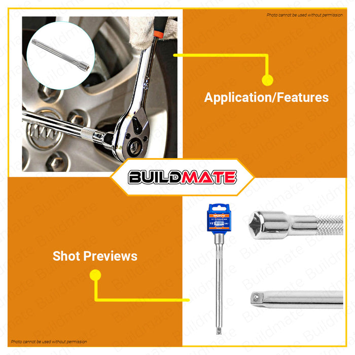 BUILDMATE Wadfow Drive Extension Bar 1/2" Inch CR-V Extension Rod Bar Socket 125MM / 250MM SOLD PER PIECE - WHT