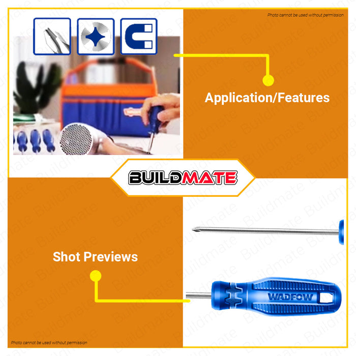 BUILDMATE Wadfow Phillips Screwdriver PH2X38mm | PH2x150mm 40CR Round Shank Magnetic Hand Tools WHT