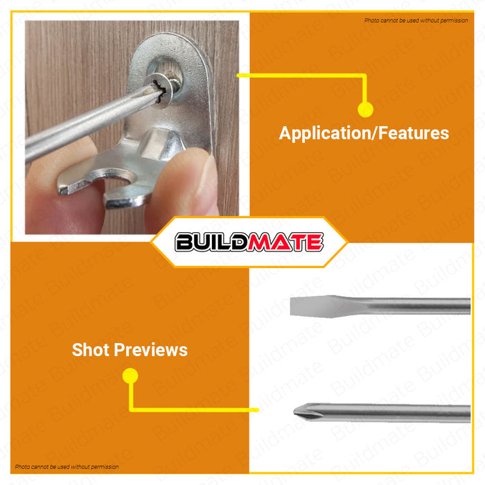 WADFOW 10PCS Screwdriver SET Phillips & Slotted Screw Driver Hand Tool WSS2410 •BUILDMATE• WHT