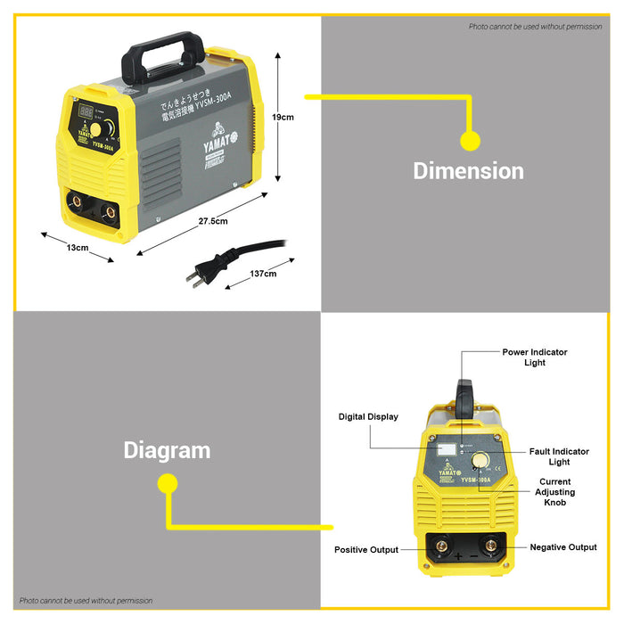 BUILDMATE Yamato Digital Inverter IGBT MMA Welding Machine 300A Low Power Consumption Portable Heavy Duty Welder YVSM-300A