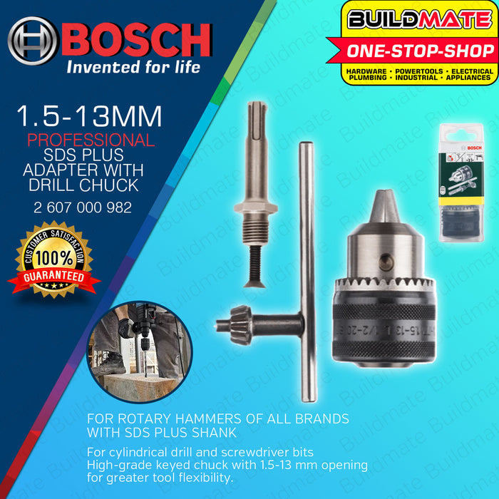 BUILDMATE Bosch SDS-Plus with 13MM Drill Chuck Adapter and Key for Rotary Hammer 2607000982 - BAX