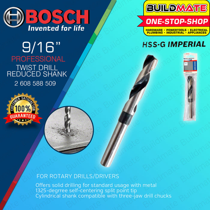 BUILDMATE Bosch 153MM Metal Twist Drill Bit - Ground Red Shank HSS-G 9/16 - 3/4 Inch for Rotary BAX