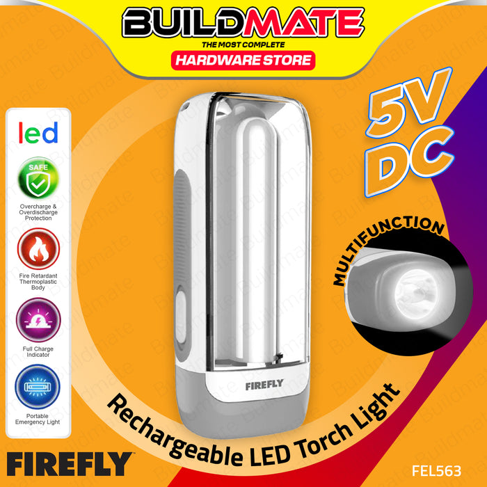 BUILDMATE Firefly Handy Rechargeable LED Torch Light 5V DC Portable Handheld Flashlight with Side Lamp Multifunction Emergency Lamp FEL563