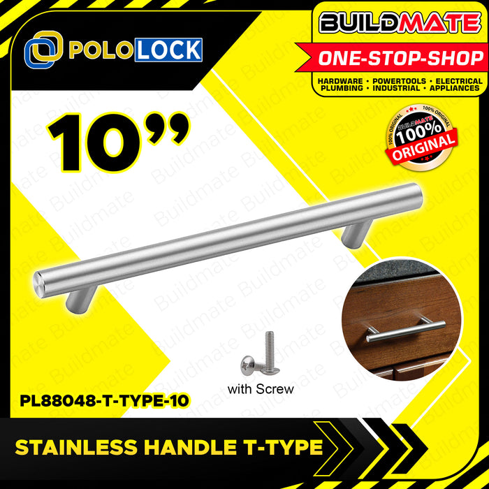 BUILDMATE Pololock Stainless Handle T-TYPE 4" Inch - 12" Inch for Cabinet Drawer Door Pull PL88048 •