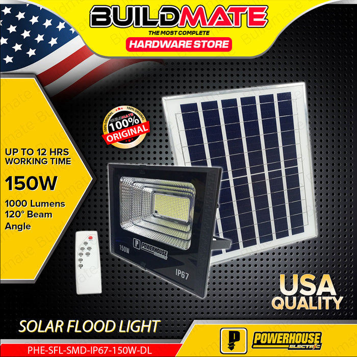 BUILDMATE Powerhouse LED Solar Flood Light 150W IP67 6500k Day Light Outdoor Weatherproof Solar-powered Security Light PHE-SFL-SMD-IP67-150W-DL PHE