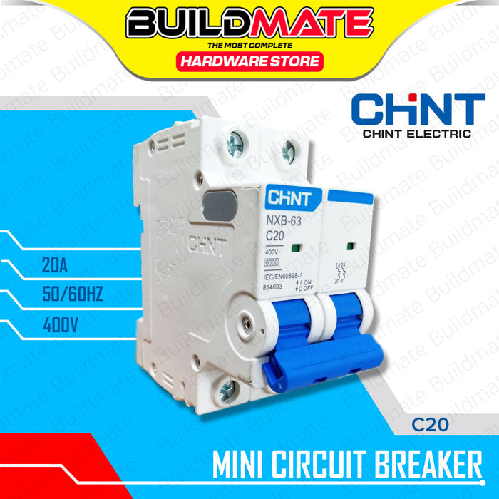 BUILDMATE Chint Mini Circuit Breaker MCB 16A - 63A 2 Pole Electrical Safety Miniature Short Circuit & Overload Protection NXB-63