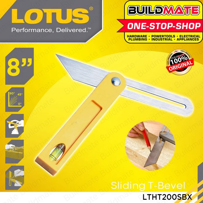 LOTUS Sliding T-Bevel 8" Inch Angle Ruler Protractor Metric Gauge Square LTHT200SBX •BUILDMATE• LHT