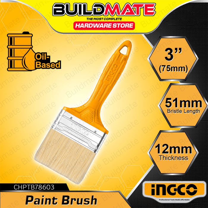 BUILDMATE Ingco Utility Paint Brush 1" - 4" Inch Oil Based Wall Painting Detailing Flat Bristle Brush SOLD PER PIECE - IHT